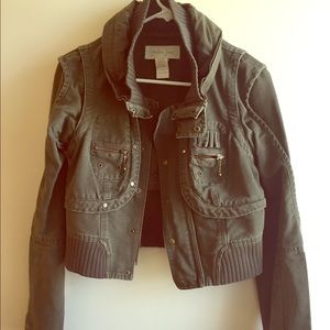 Green bomber jacket.